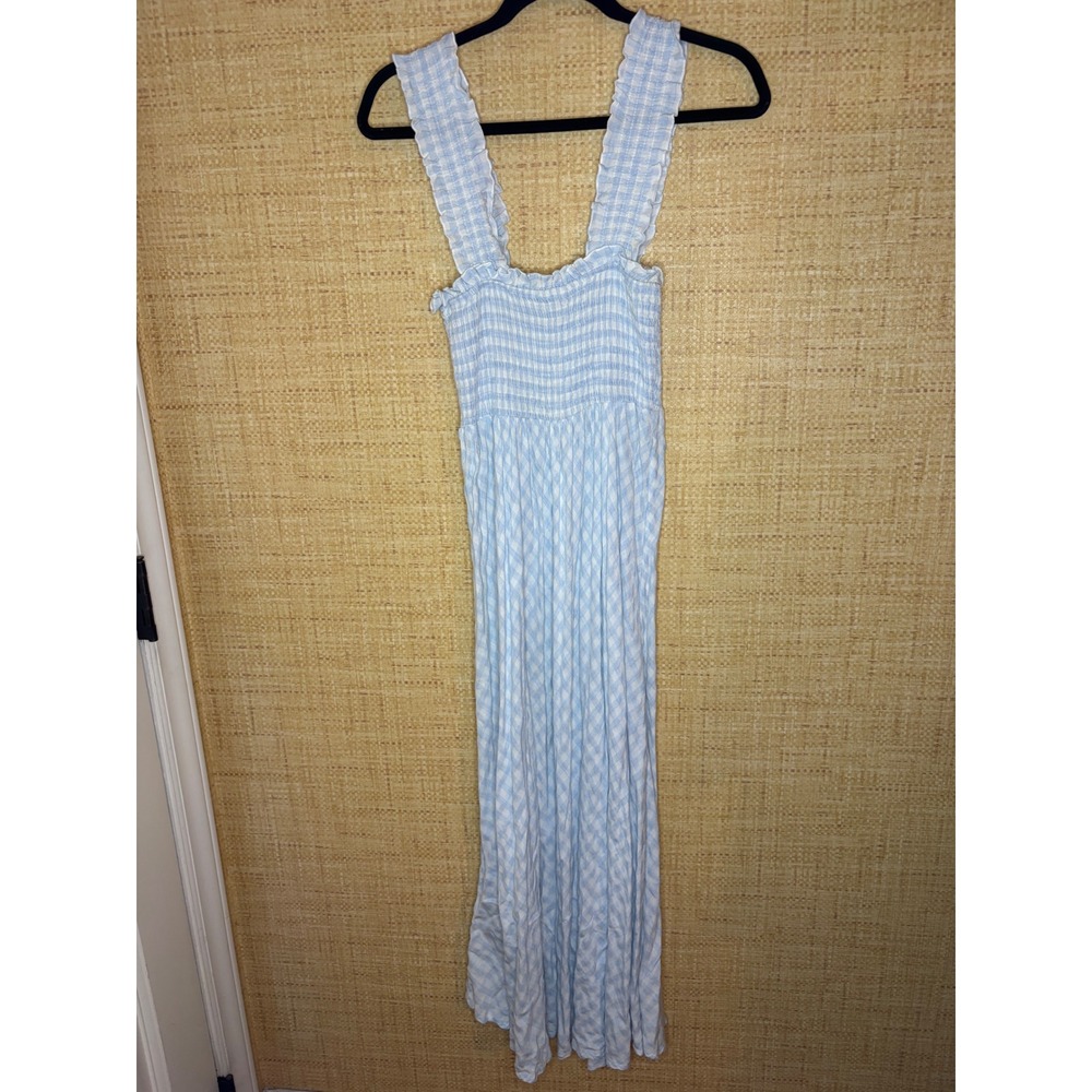 Petal & Pup Blue Gingham Smocked Ruffle Maxi Dress‎ Womens Size 4 US 8 AU